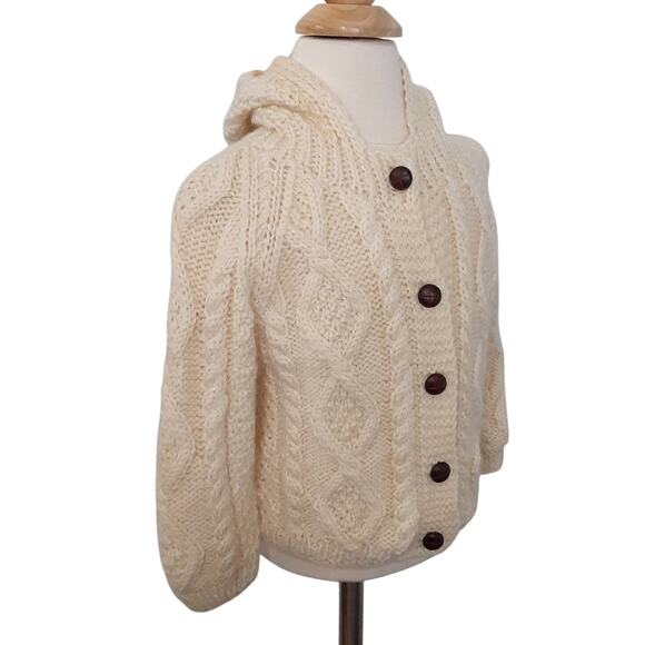 Vintage Cardigan Sweater Toddler 2T Cream Hoodie Irish Wool - Picture 3 of 10